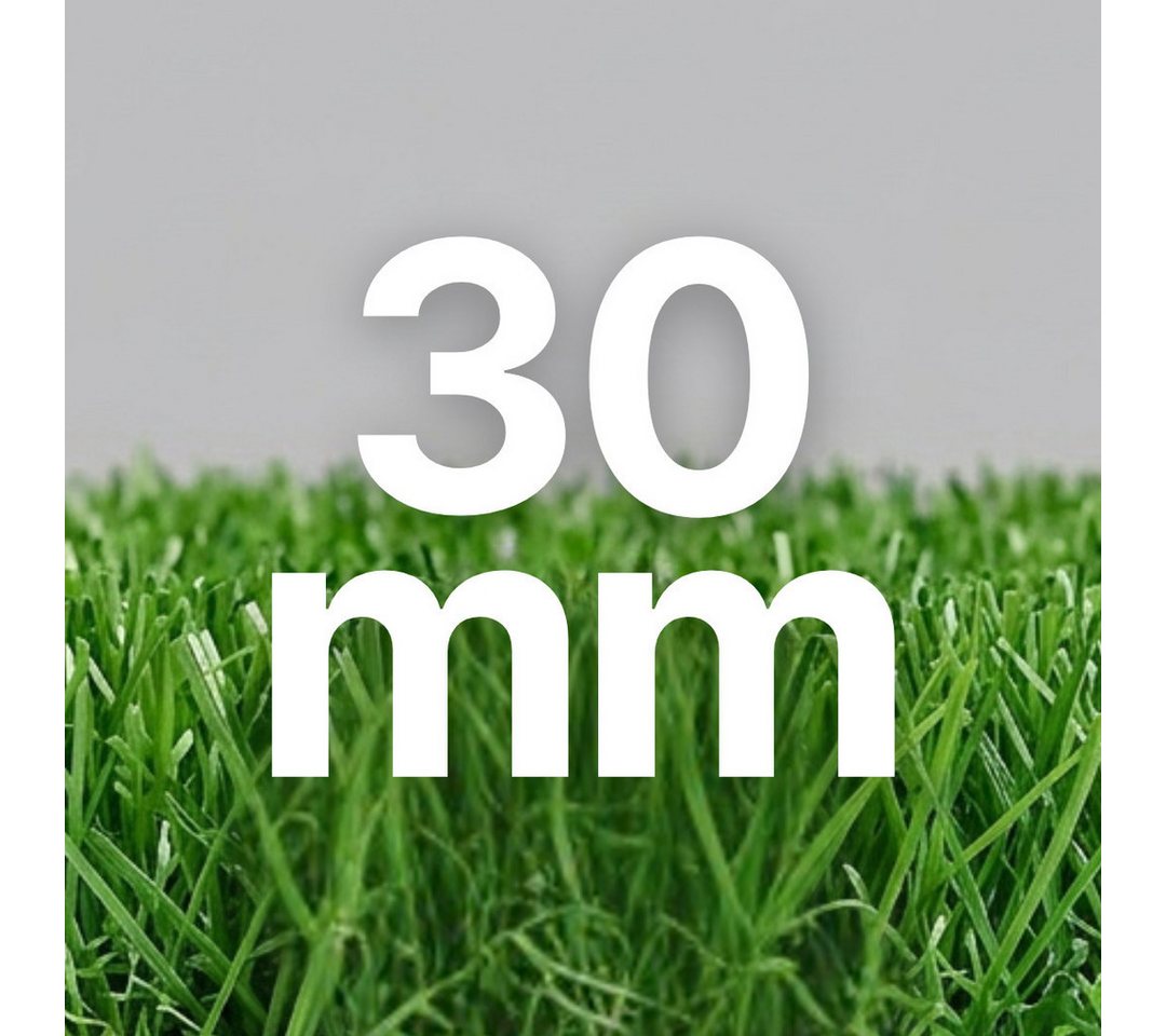Tapiso Kunstrasen VERDE, rechteckig, Höhe: 30 mm, UV-beständig, pflegeleicht, wetterfest für Garten & Terrasse – Bild 2 von 5