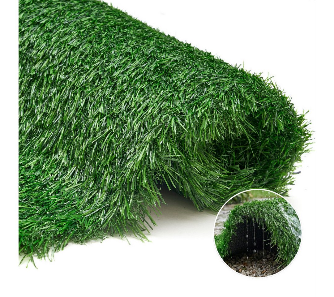 Tapiso Kunstrasen VERDE, rechteckig, Höhe: 30 mm, UV-beständig, pflegeleicht, wetterfest für Garten & Terrasse – Bild 3 von 5