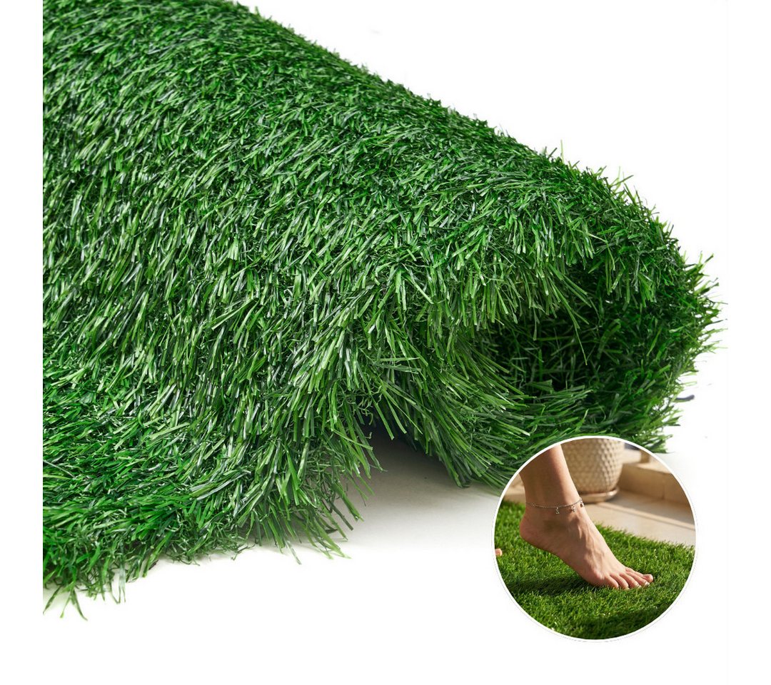 Tapiso Kunstrasen VERDE, rechteckig, Höhe: 30 mm, UV-beständig, pflegeleicht, wetterfest für Garten & Terrasse – Bild 4 von 5