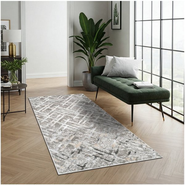 Tapiso Läufer CRYSTAL, rechteckig, Höhe: 8 mm, Langer Korridor-Läufer Schimmereffekt, pflegeleicht, Flur Schlafzimmer