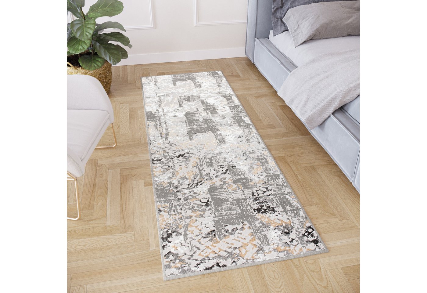 Tapiso Läufer CRYSTAL, rechteckig, Höhe: 8 mm, Kurzflor Flurläufer Schimmereffekt, pflegeleicht, Meterware – Bild 4 von 5