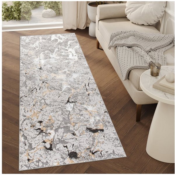 Tapiso Läufer CRYSTAL, rechteckig, Höhe: 8 mm, Kurzflor Flurläufer Schimmereffekt, pflegeleicht, Meterware