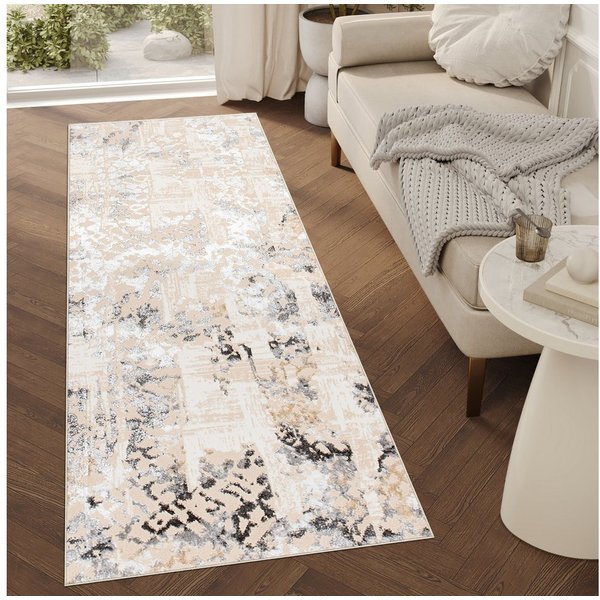 Tapiso Läufer CRYSTAL, rechteckig, Höhe: 8 mm, Kurzflor Flurläufer Schimmereffekt, pflegeleicht, Meterware