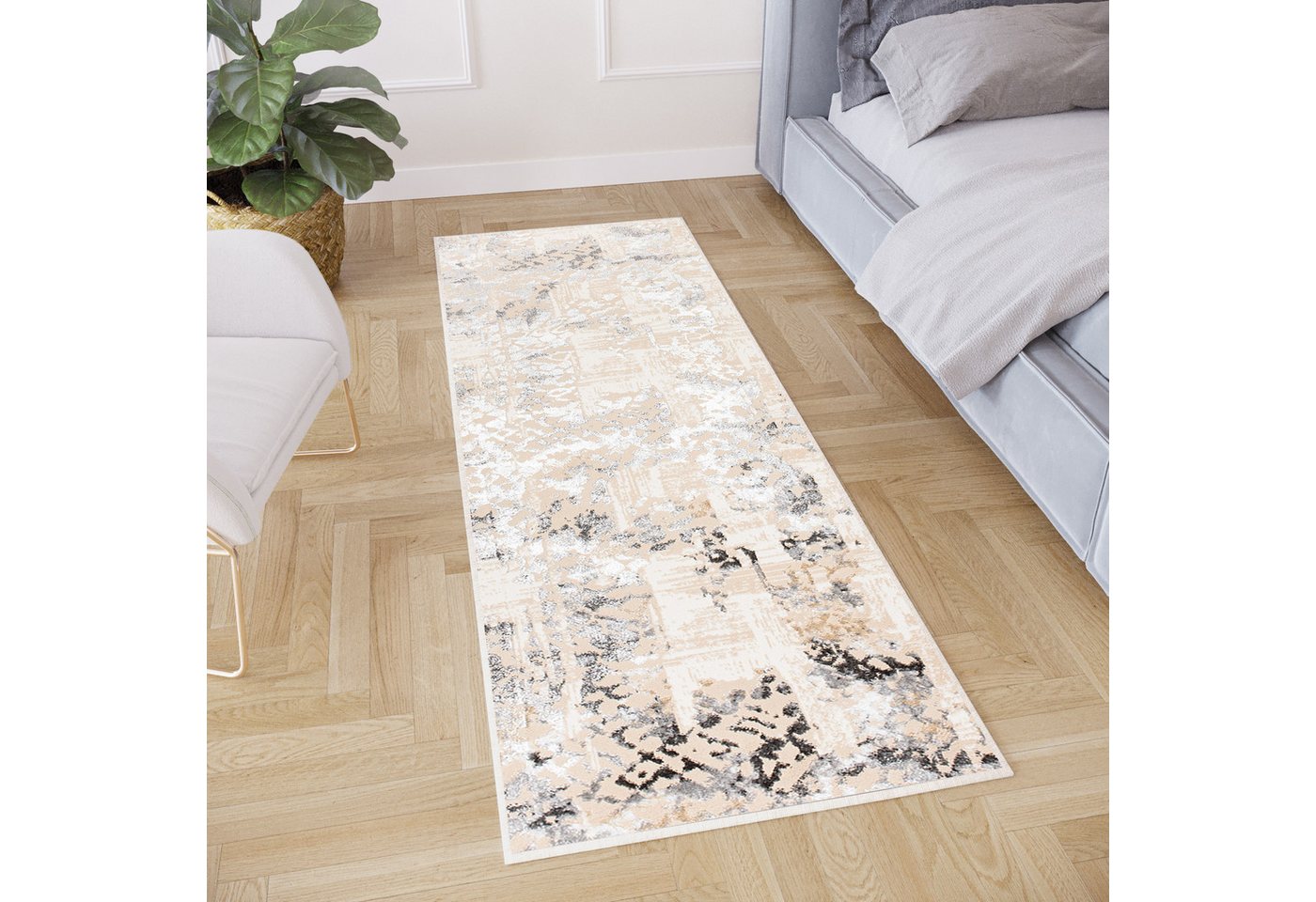 Tapiso Läufer CRYSTAL, rechteckig, Höhe: 8 mm, Kurzflor Flurläufer Schimmereffekt, pflegeleicht, Meterware – Bild 4 von 5