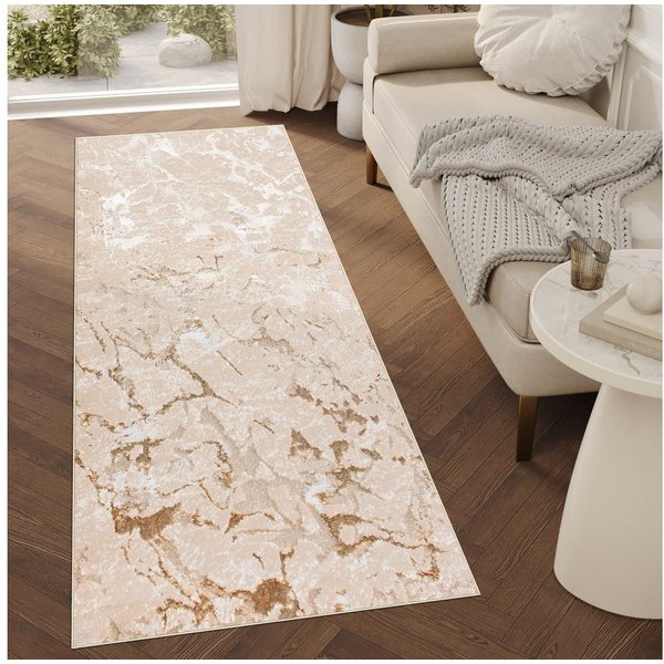 Tapiso Läufer CRYSTAL, rechteckig, Höhe: 8 mm, Kurzflor Flurläufer Schimmereffekt, pflegeleicht, Meterware