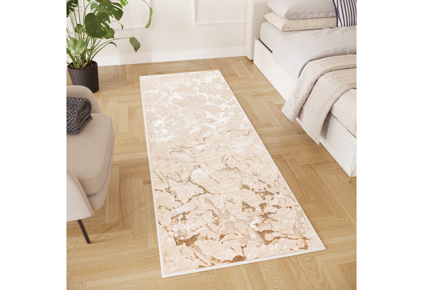 Tapiso Läufer CRYSTAL, rechteckig, Höhe: 8 mm, Kurzflor Flurläufer Schimmereffekt, pflegeleicht, Meterware – Bild 4 von 5