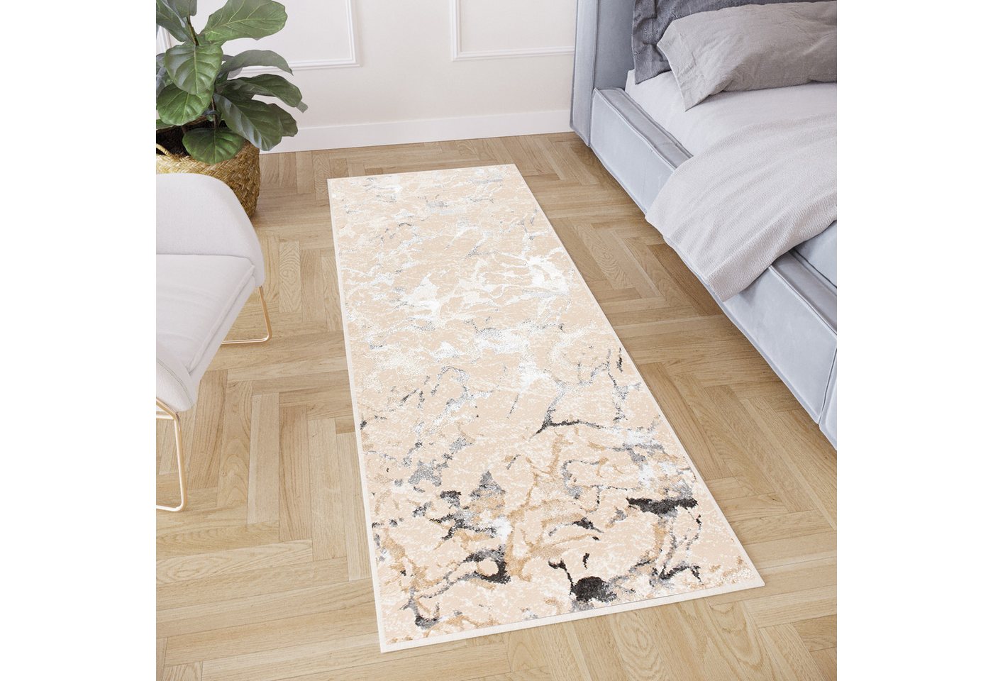 Tapiso Läufer CRYSTAL, rechteckig, Höhe: 8 mm, Kurzflor Flurläufer Schimmereffekt, pflegeleicht, Meterware – Bild 4 von 5