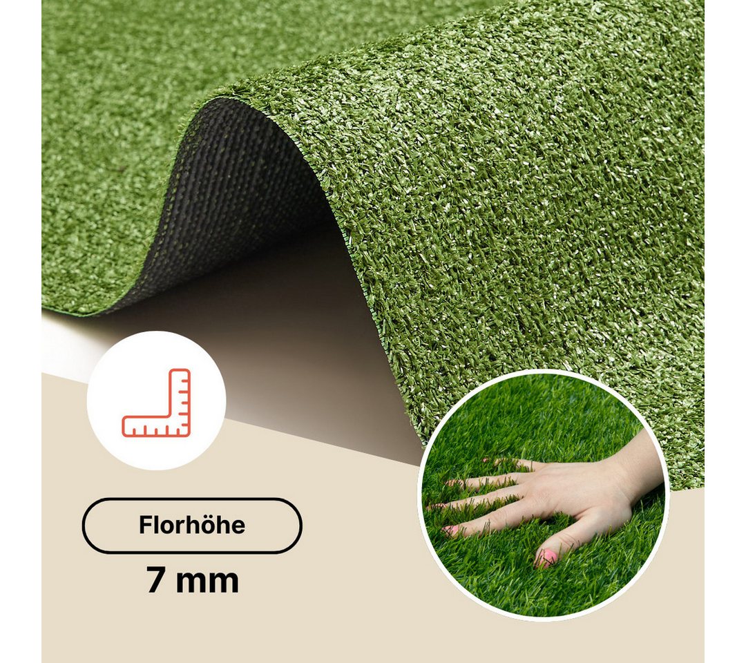 Tapiso Outdoorteppich CANYOO 7 mm, rechteckig, Höhe: 7 mm, wetterfest, Kunstrasen Teppich für Balkon & Terrasse – Bild 4 von 5