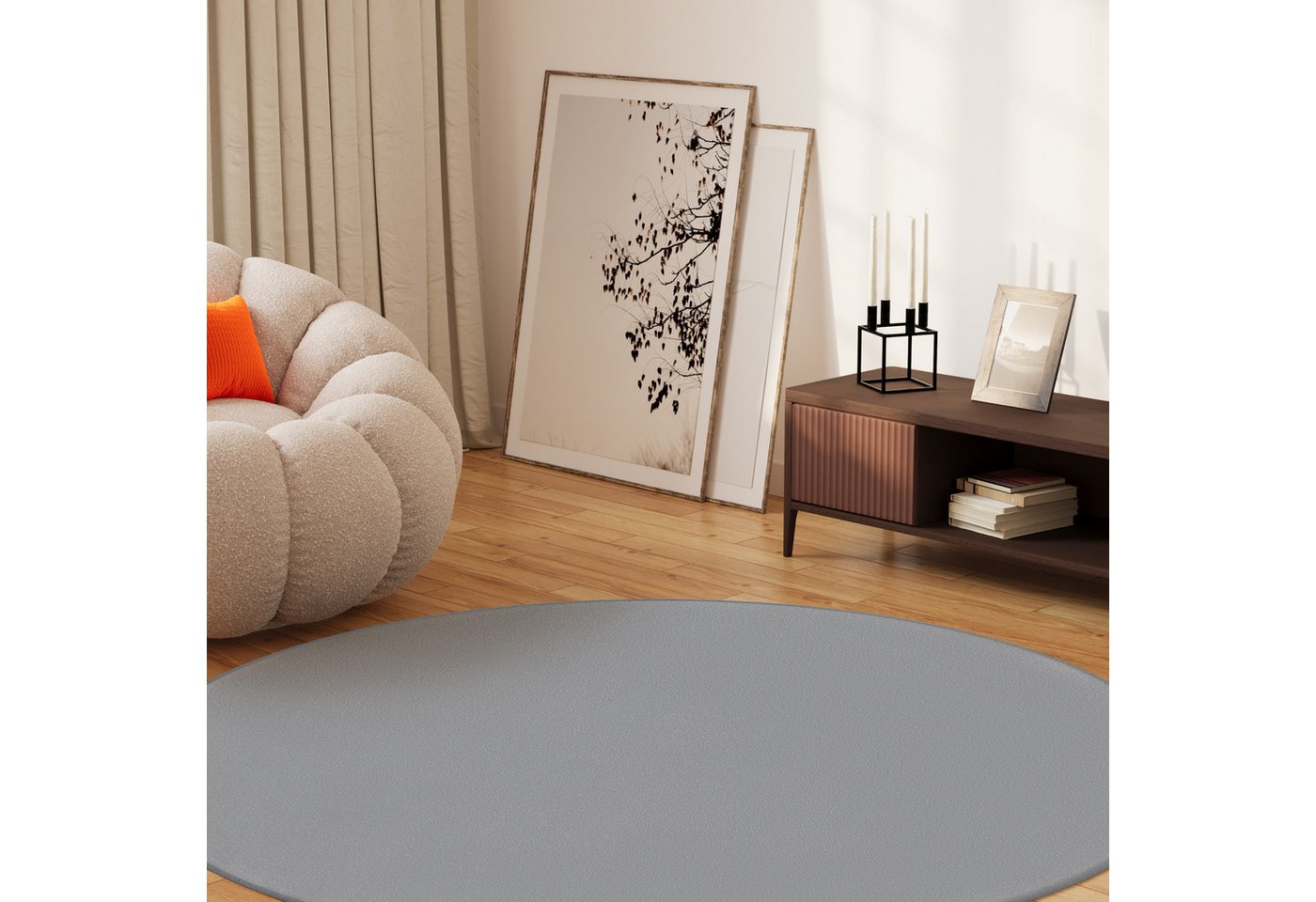 Tapiso Outdoorteppich MONO, rund, Höhe: 6 mm, Kurzflor Indoor Outdoor Einfarbig – Bild 3 von 5