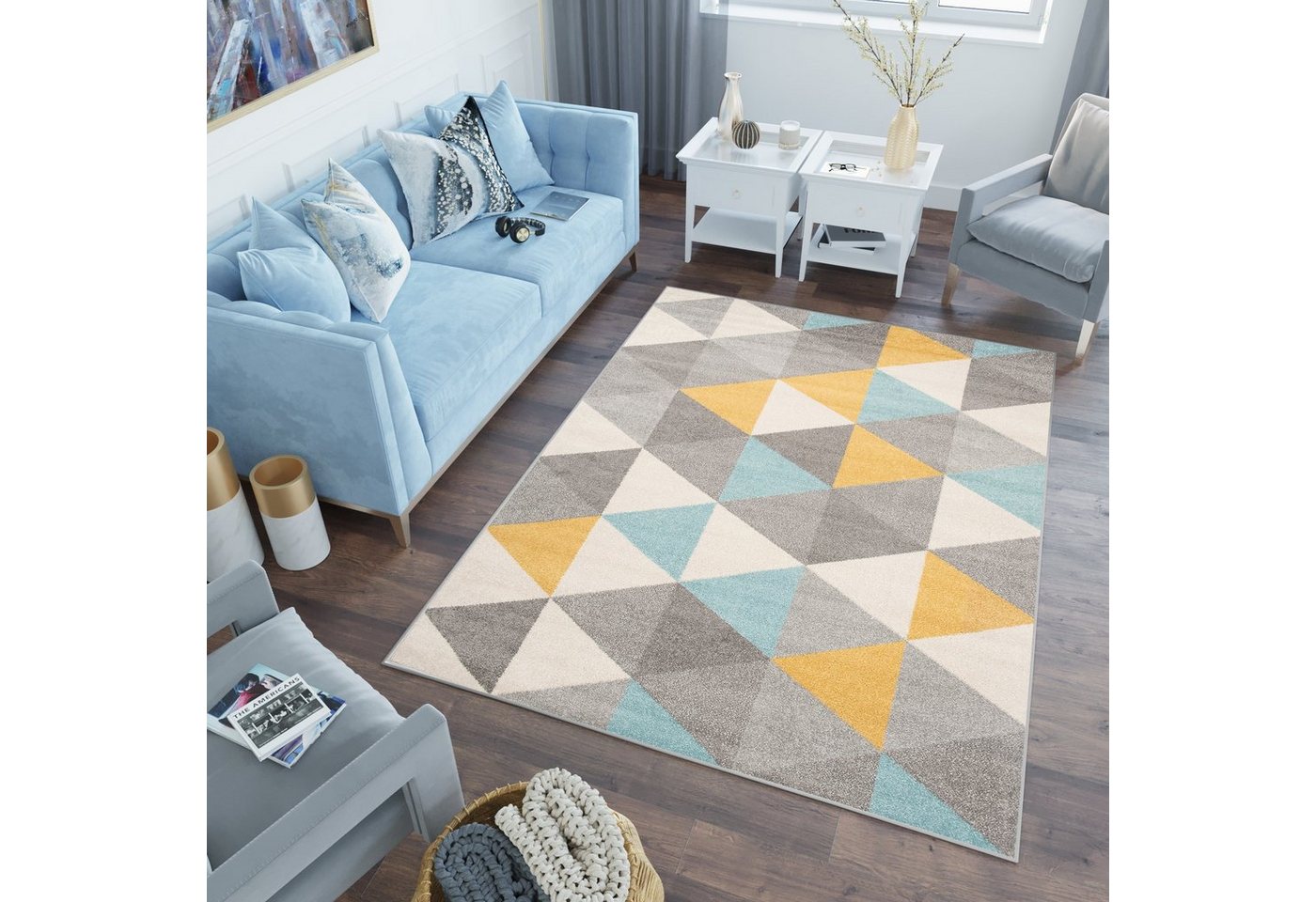 Tapiso Teppich LAZUR, rechteckig, Höhe: 9 mm, Modern Wohnzimmerteppich Schlafzimmerteppich – Bild 2 von 5
