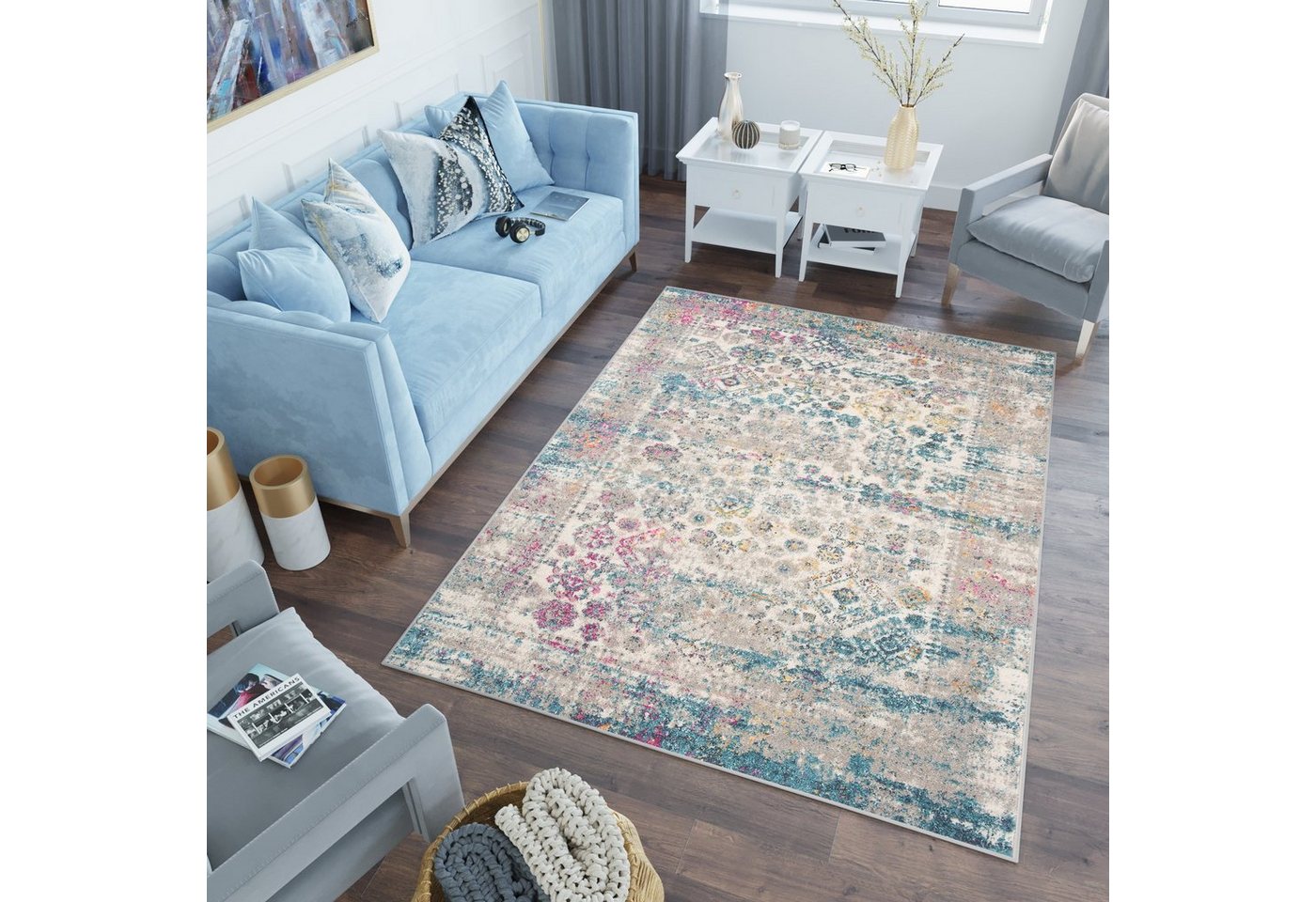 Tapiso Teppich LAZUR, rechteckig, Höhe: 9 mm, Modern Wohnzimmerteppich Schlafzimmerteppich – Bild 2 von 5