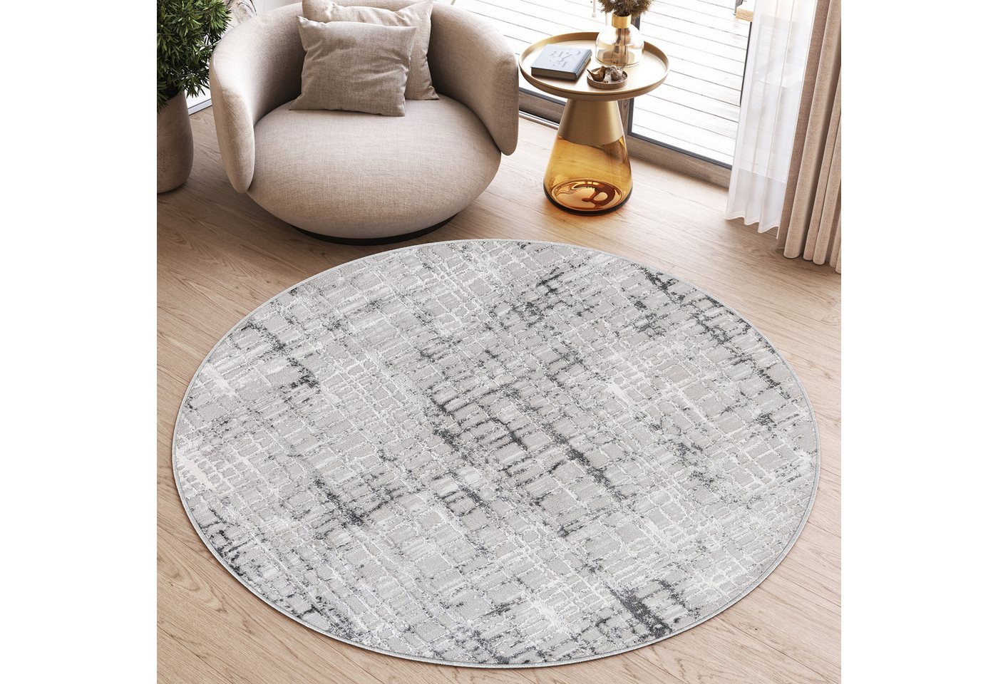 Tapiso Teppich SKY, rund, Höhe: 11 mm, Runder Glanzflor-Teppich, Lichteffekt je nach Blickwinkel, 12 mm – Bild 2 von 5
