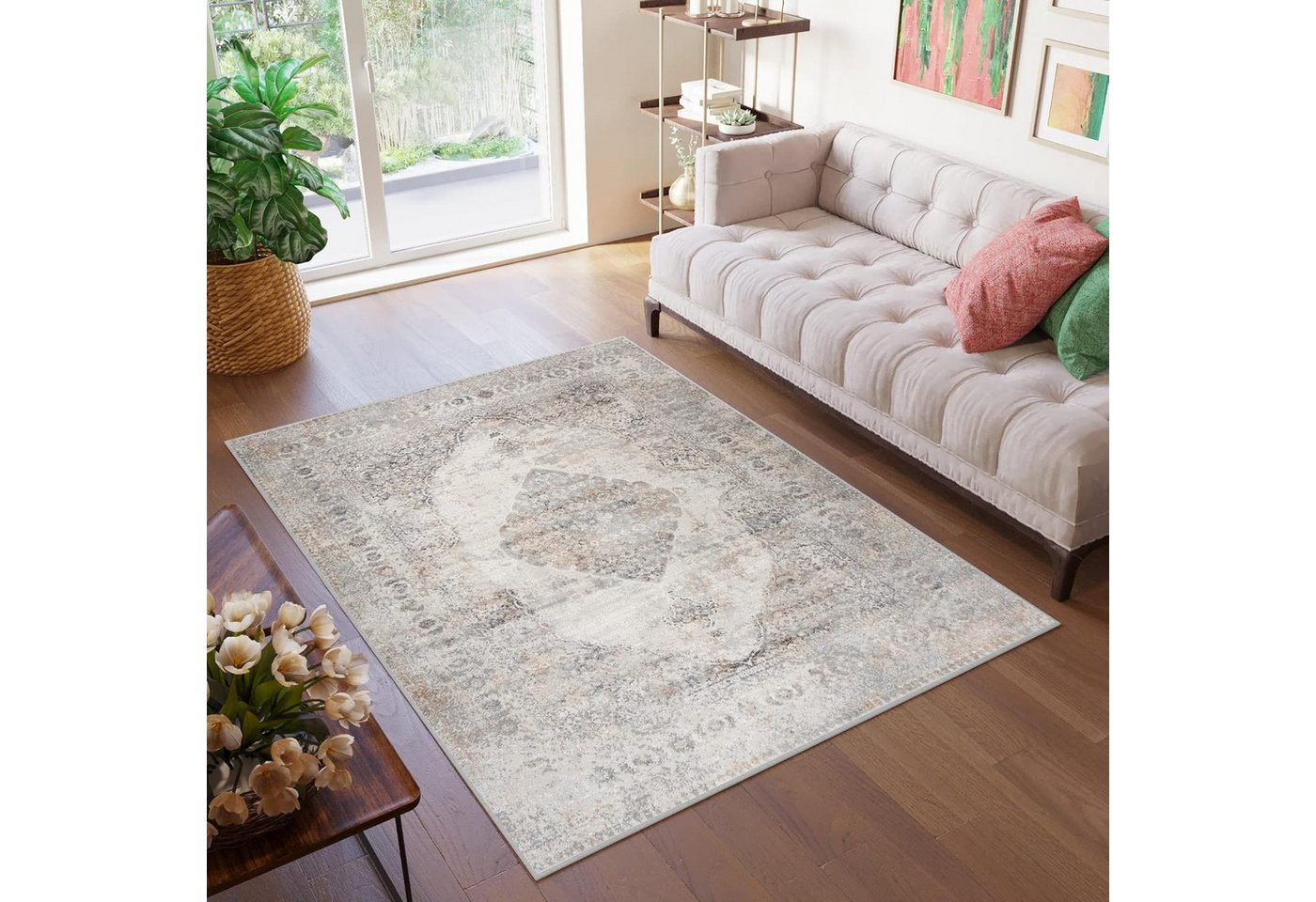 Tapiso Teppich VALLEY, rechteckig, Höhe: 9 mm, Kurzflor Modern Vintage Wohnzimmer Schlafzimmer – Bild 2 von 5