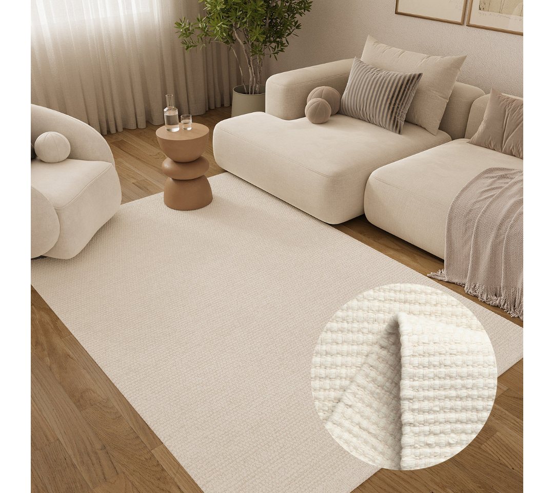 Tapiso Wollteppich LONI, rechteckig, Höhe: 8 mm, HAND MADE Teppich LONI - flach, pflegeleicht, zeitlos elegant – Bild 2 von 5