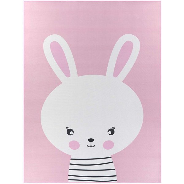 TaraCarpet Kinderteppich Fresh Kids Tiere, rechteckig, Höhe: 5 mm, Fresh Kids Tiere Hase Rosa Kinderzimmer Jugendzimmer 80x150 cm