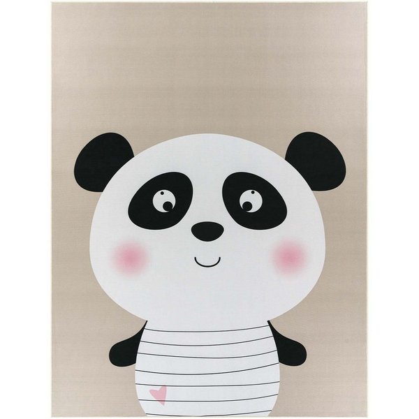 TaraCarpet Kinderteppich Fresh Kids Tiere, rechteckig, Höhe: 5 mm, Fresh Kids Tiere Panda Taupe Kinderzimmer Jugendzimmer 80x150 cm