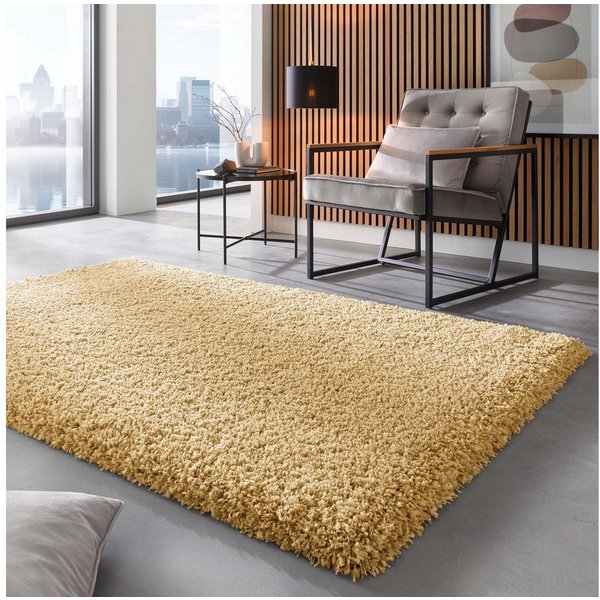 TaraCarpet Langflor-Teppich Ragolle Twilight Hochflor-Teppich, weich und pflegeleicht, rechteckig, Höhe: 60 mm, 60 mm Hochflor, rechteckig, Farbe Gold, Größe 65