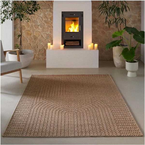 TaraCarpet Outdoorteppich Tara Carpet Sumatra Wave Sisal Jute Look natur, rechteckig, Höhe: 10 mm, Küche Wohnzimmer Terrasse Garten Balkon natur 80x150