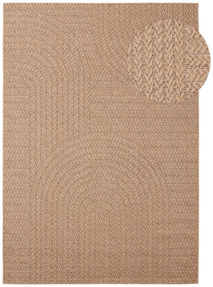 TaraCarpet Outdoorteppich Tara Carpet Sumatra Wave Sisal Jute Look natur, rechteckig, Höhe: 10 mm, Küche Wohnzimmer Terrasse Garten Balkon natur 80x150 – Bild 2 von 5