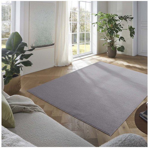 TaraCarpet Teppich Kurzflor-Teppich Madrid Uni, rechteckig, Höhe: 9 mm, Wohnzimmer, Schlafzimmer, Esszimmer, Madrid New grau 60x120
