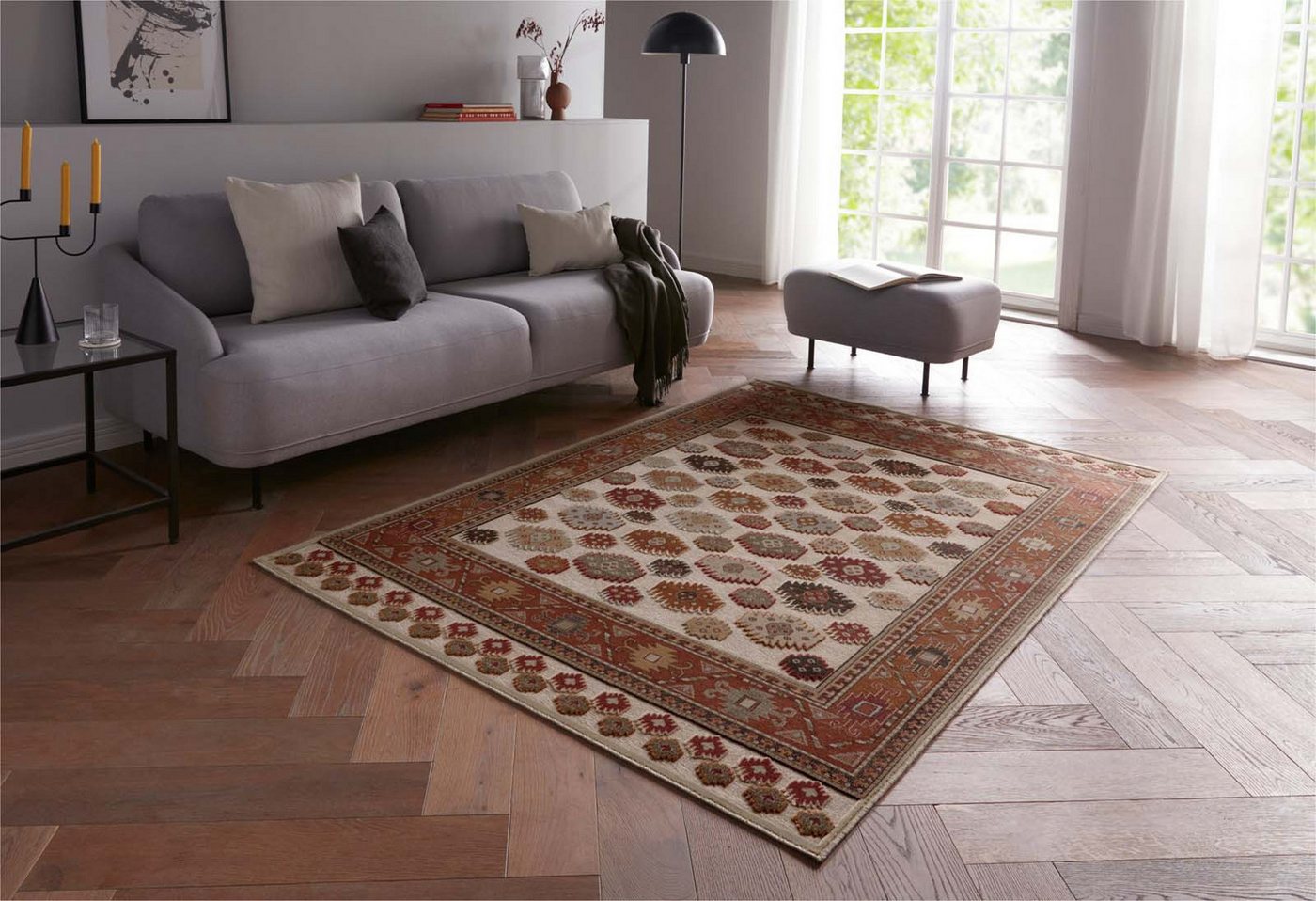 TaraCarpet Teppich Moderner Orientteppich Farah Kelim, rechteckig, Höhe: 6 mm, Wohnzimmer, Schlafzimmer, Esszimmer, Farah Kelim creme 140x200 – Bild 2 von 5