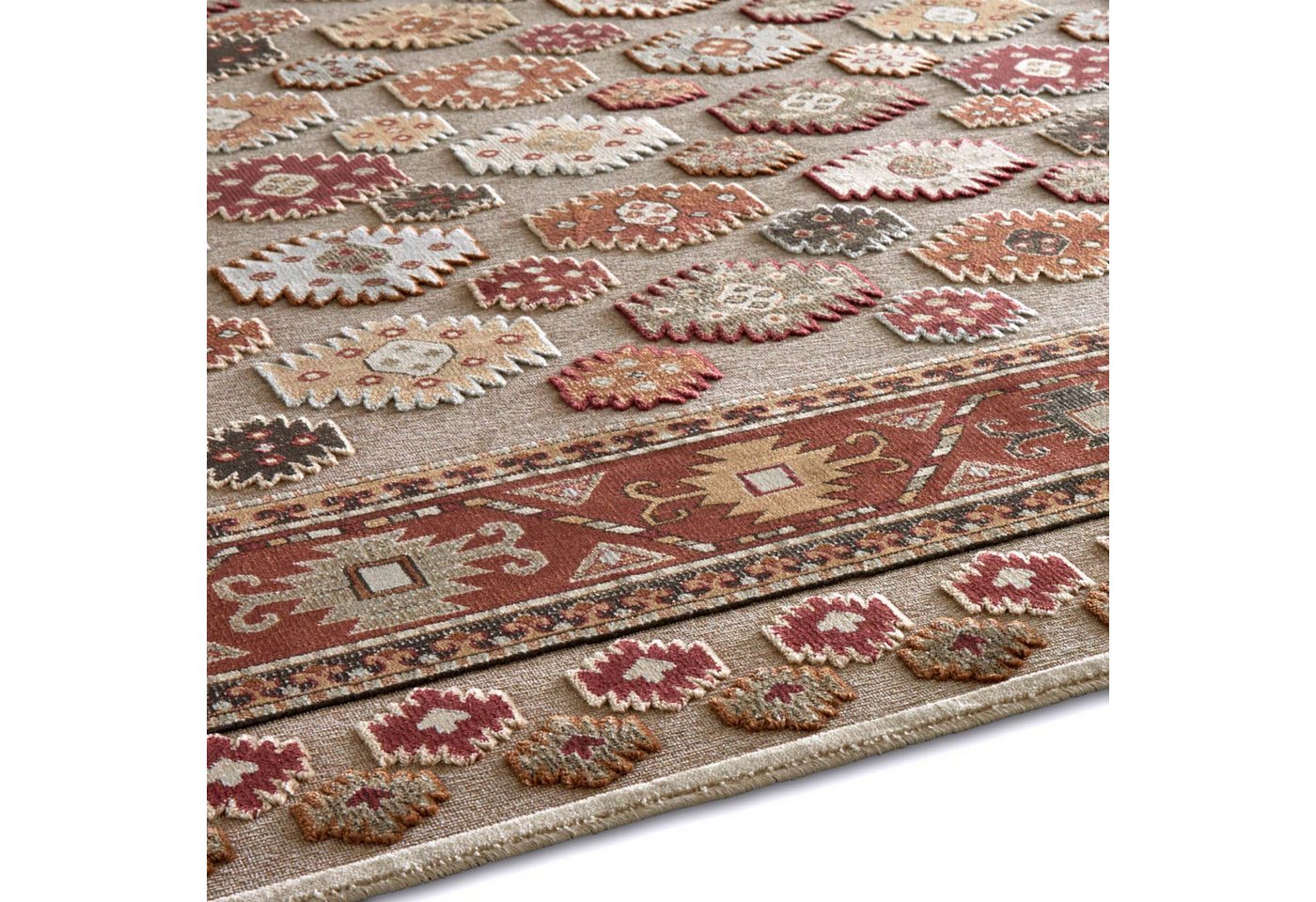 TaraCarpet Teppich Moderner Orientteppich Farah Kelim, rechteckig, Höhe: 6 mm, Wohnzimmer, Schlafzimmer, Esszimmer, Farah Kelim creme 140x200 – Bild 4 von 5