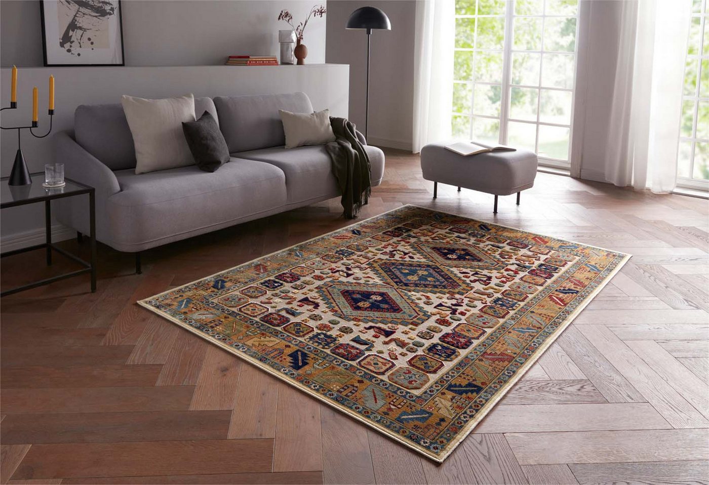 TaraCarpet Teppich Moderner Orientteppich Farah Shiraz, rechteckig, Höhe: 6 mm, Wohnzimmer, Schlafzimmer, Esszimmer, Farah Shiraz grün 140x200 – Bild 2 von 5