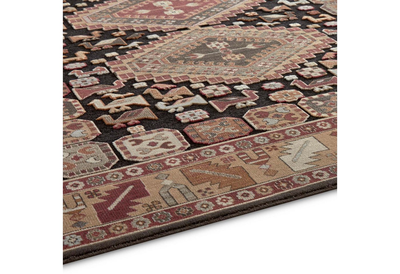 TaraCarpet Teppich Moderner Orientteppich Farah Shiraz, rechteckig, Höhe: 6 mm, Wohnzimmer, Schlafzimmer, Esszimmer, Farah Shiraz anthrazit 140x200 – Bild 4 von 5