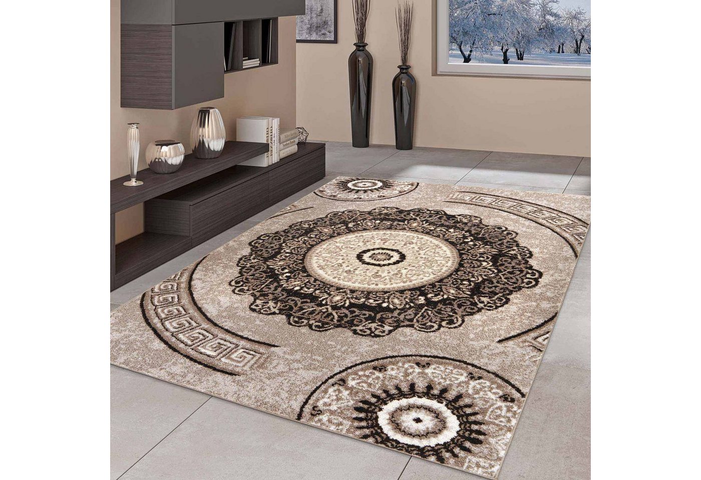 TaraCarpet Teppich Moderner Teppich Aragon 77 Oriental, rechteckig, Höhe: 13 mm, Designer Oriental braun Wohnzimmer Schlafzimmer Esszimmer 080X150 cm – Bild 2 von 5