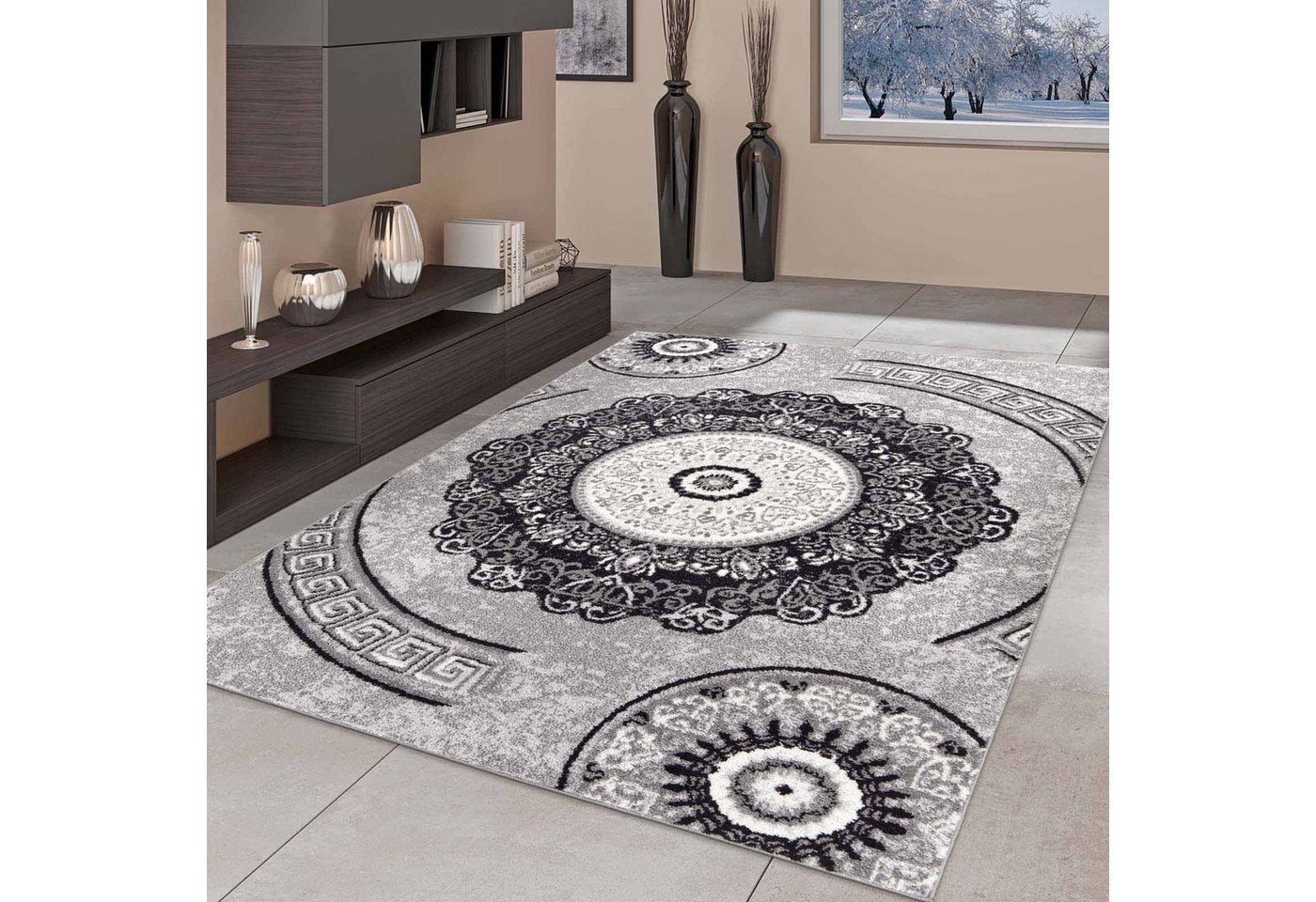 TaraCarpet Teppich Moderner Teppich Aragon 77 Oriental, rechteckig, Höhe: 13 mm, Designer Oriental grau Wohnzimmer Schlafzimmer Esszimmer 120X160 cm – Bild 2 von 5