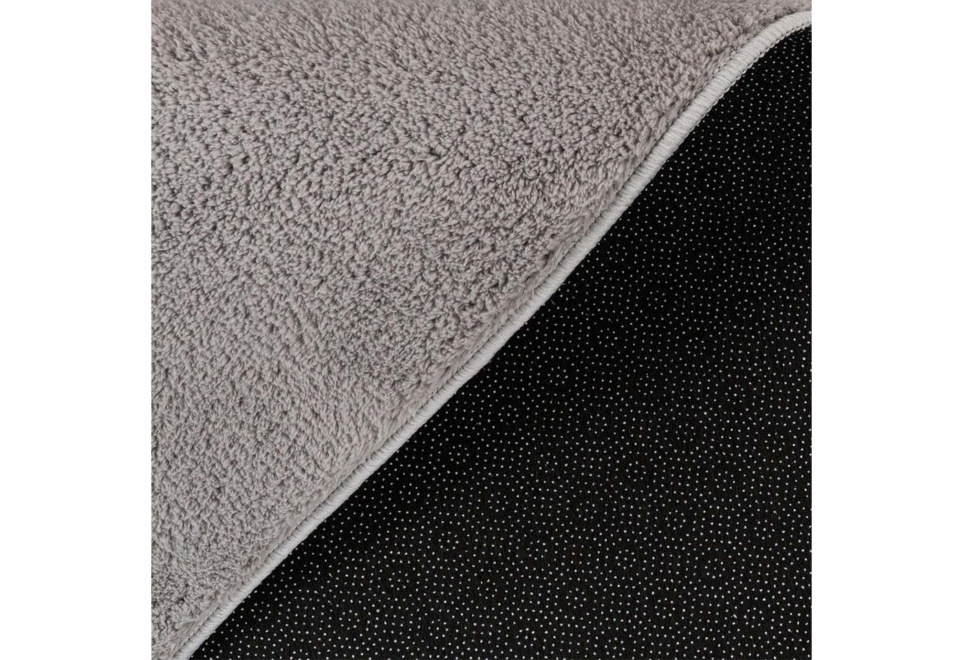 TaraCarpet Teppich Fiona Uni Kurzflor-Teppich, waschbar und supersoft, rechteckig, Höhe: 14 mm, 14 mm Kurzflor, rechteckig, Farbe Grau, Größe 50x80 cm – Bild 4 von 5