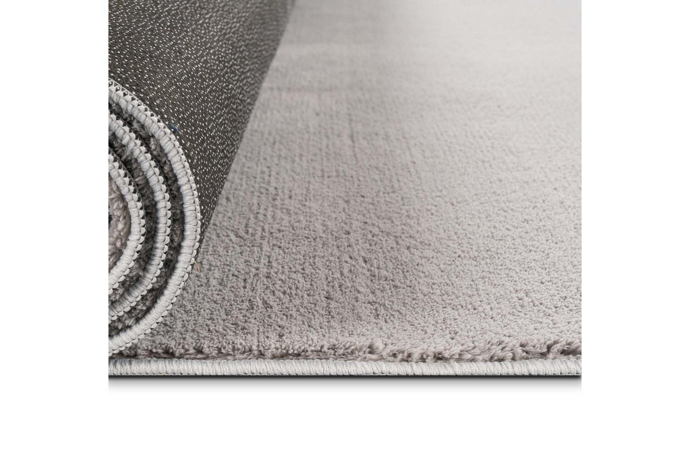 TaraCarpet Teppich Fiona Uni Kurzflor-Teppich, waschbar und supersoft, rechteckig, Höhe: 14 mm, 14 mm Kurzflor, rechteckig, Farbe Grau, Größe 50x80 cm – Bild 5 von 5
