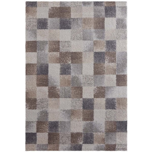 TaraCarpet Teppich Tara Carpet Berber Karo, rechteckig, Höhe: 27 mm, Moderner weicher Teppich kariert in grau und braun extra weich 67x140