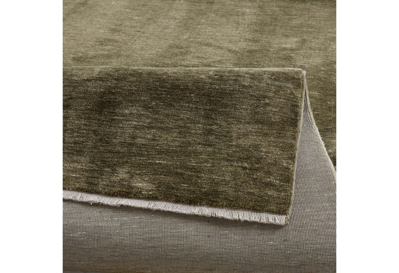 TaraCarpet Teppich Tara Carpet Luna einfarbig, Vintage, strapazierfähig und edel, rechteckig, Höhe: 8 mm, Wohnzimmer, Schlafzimmer, Esszimmer, Flur grün 080x150 – Bild 4 von 5