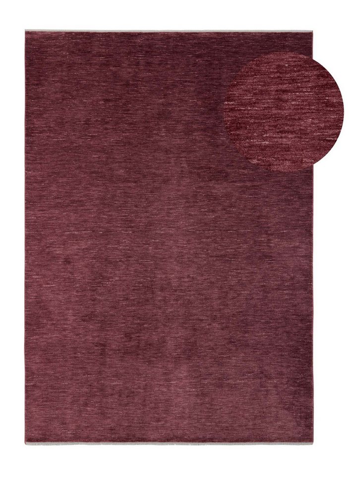 TaraCarpet Teppich Tara Carpet Luna einfarbig, Vintage, strapazierfähig und edel, rechteckig, Höhe: 8 mm, Wohnzimmer, Schlafzimmer, Esszimmer, Flur rot 080x150 – Bild 2 von 5