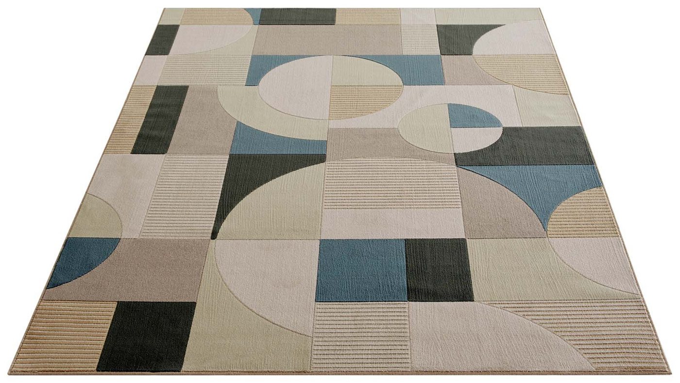 TaraCarpet Teppich Tara Carpet Teppich Mesina 70tes, rechteckig, Höhe: 7 mm, Retro Teppich in grau blau taupe anthrazit grün Pop Art 80X150 – Bild 5 von 5