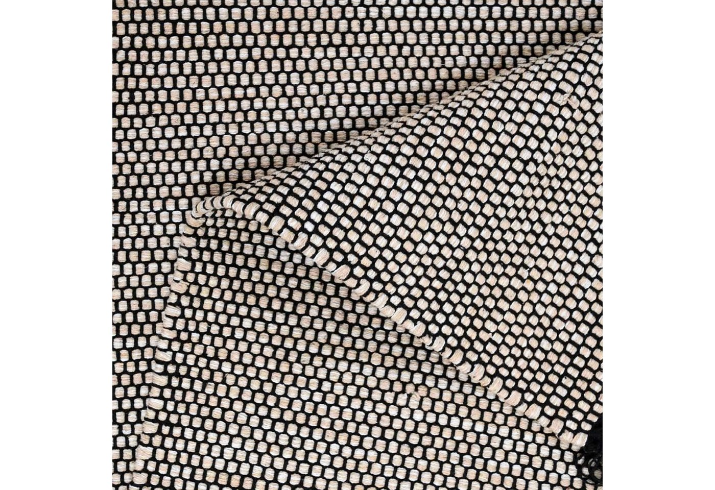 TaraCarpet Wollteppich Handwebteppich Borkum 100% Baumwolle, rechteckig, Höhe: 5 mm, gewebt Baumwolle natur modern Wohnzimmer Küche 080x150 cm – Bild 3 von 5