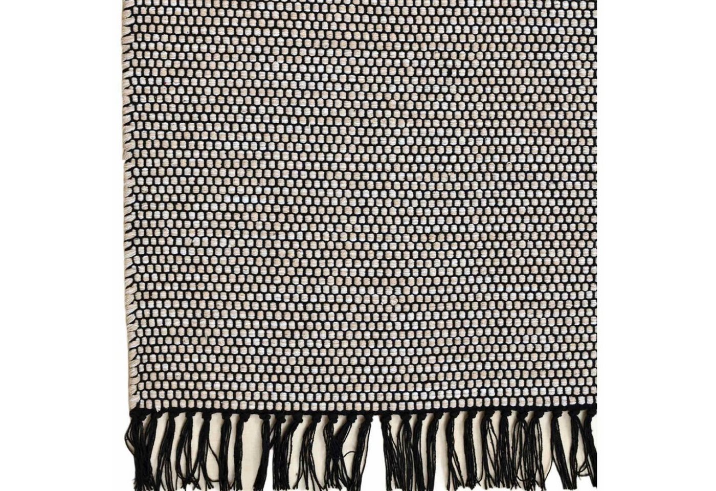 TaraCarpet Wollteppich Handwebteppich Borkum 100% Baumwolle, rechteckig, Höhe: 5 mm, gewebt Baumwolle natur modern Wohnzimmer Küche 080x150 cm – Bild 4 von 5