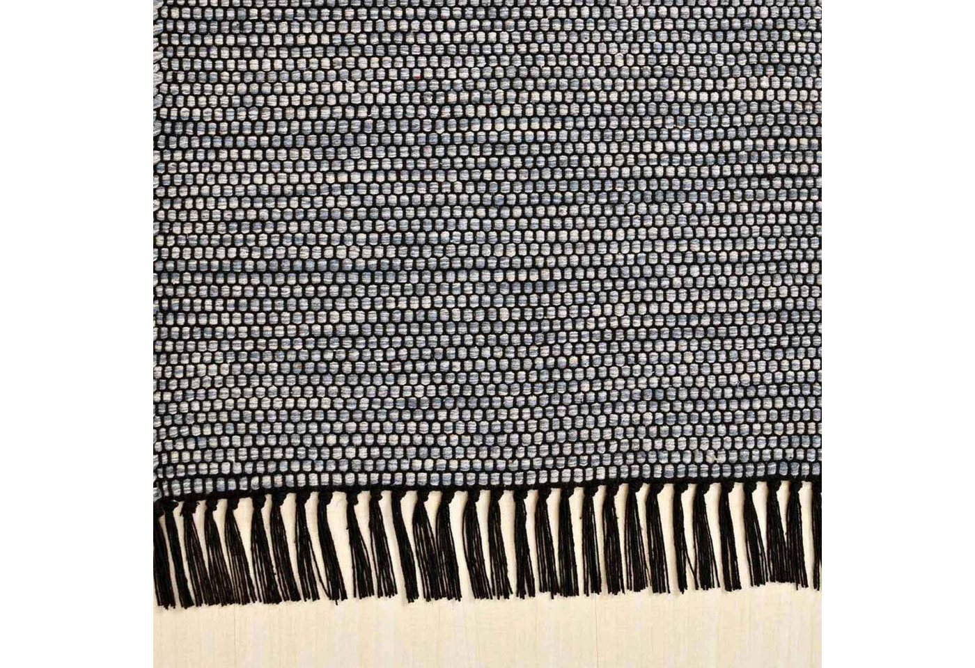 TaraCarpet Wollteppich Handwebteppich Borkum 100% Baumwolle, rechteckig, Höhe: 5 mm, gewebt Baumwolle grau modern Wohnzimmer Küche 080x150 cm – Bild 3 von 5