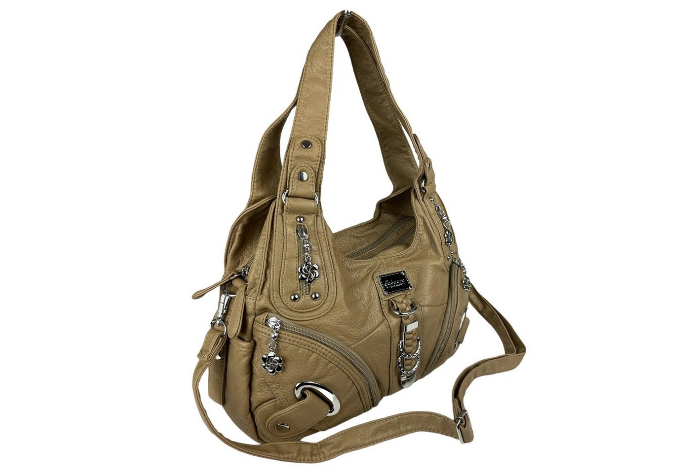 Taschen4life Schultertasche Damen, klassische Umhängetasche, Hobo AK11282, Handtasche mit abnehmbaren Schulterriemen, Innen- und Außenfächer – Bild 2 von 5
