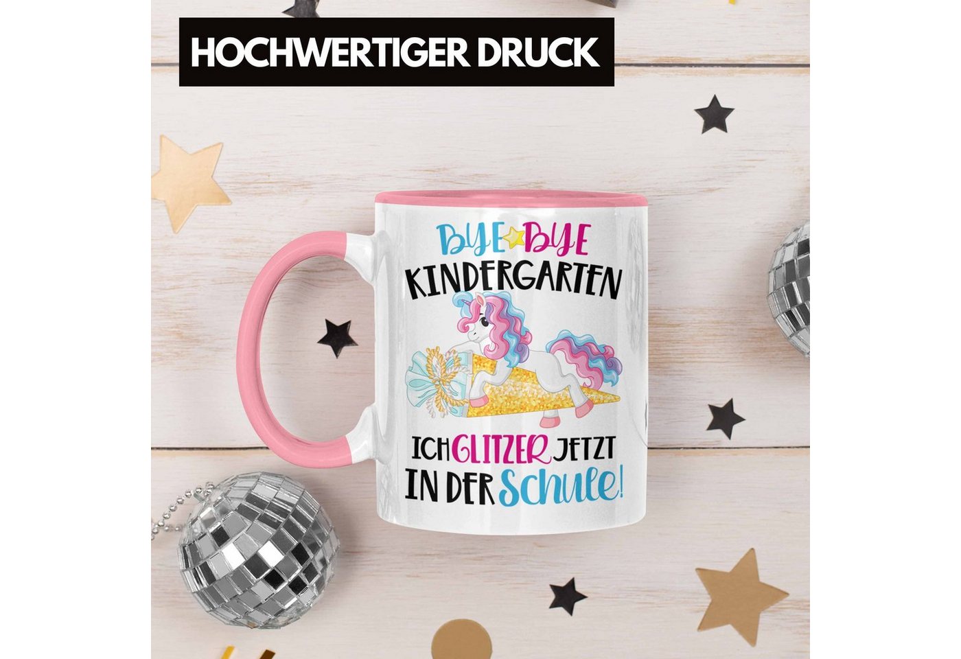 Trendation Tasse Trendation - Bye Bye Kindergarten Einschulung Mädchen Geschenk Tasse S – Bild 3 von 5