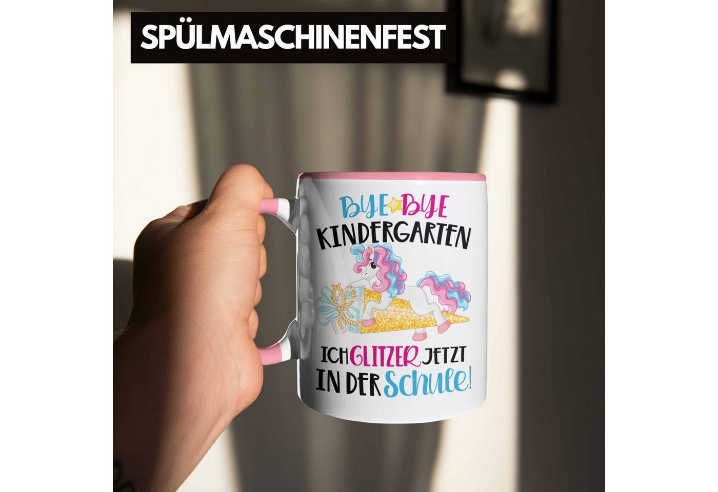 Trendation Tasse Trendation - Bye Bye Kindergarten Einschulung Mädchen Geschenk Tasse S – Bild 4 von 5
