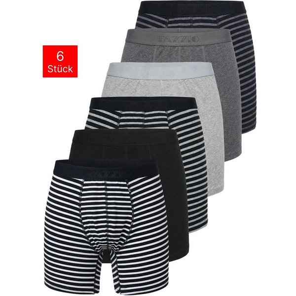 Tazzio Boxershorts 6er Pack BS1002 (Packung, 6-St., 6er-Pack) langes Bein & Logoschriftzug am Bund