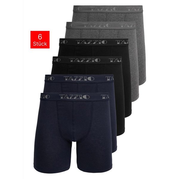 Tazzio Boxershorts 6er Pack BS1002 (Packung, 6-St., 6er-Pack) langes Bein & Logoschriftzug am Bund