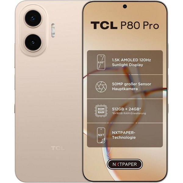 TCL P80 Pro 8+512GB Smartphone (17,35 cm/6,83 Zoll, 512 GB Speicherplatz, 50 MP Kamera, NXTPAPER-Technologie)