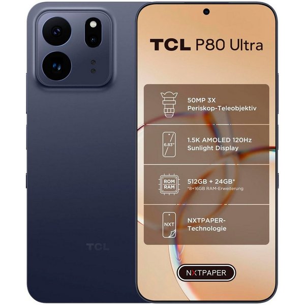 TCL P80 Ultra 512GB Smartphone (17,34 cm/6,83 Zoll, 512 GB Speicherplatz, 50 MP Kamera)