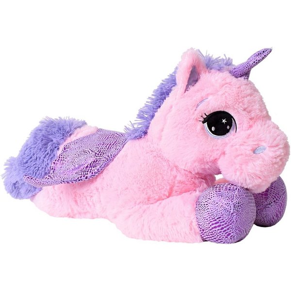 TE-Trend Kuscheltier Einhorn 45cm Plüschtier Stofftier Pferd Unicorn, lila Glitzerelemente Flügel, Horn und Hufe
