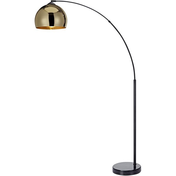 Teamson Home Bogenlampe Gebogene Stehlampe aus Metall mit Glockenschirm gold