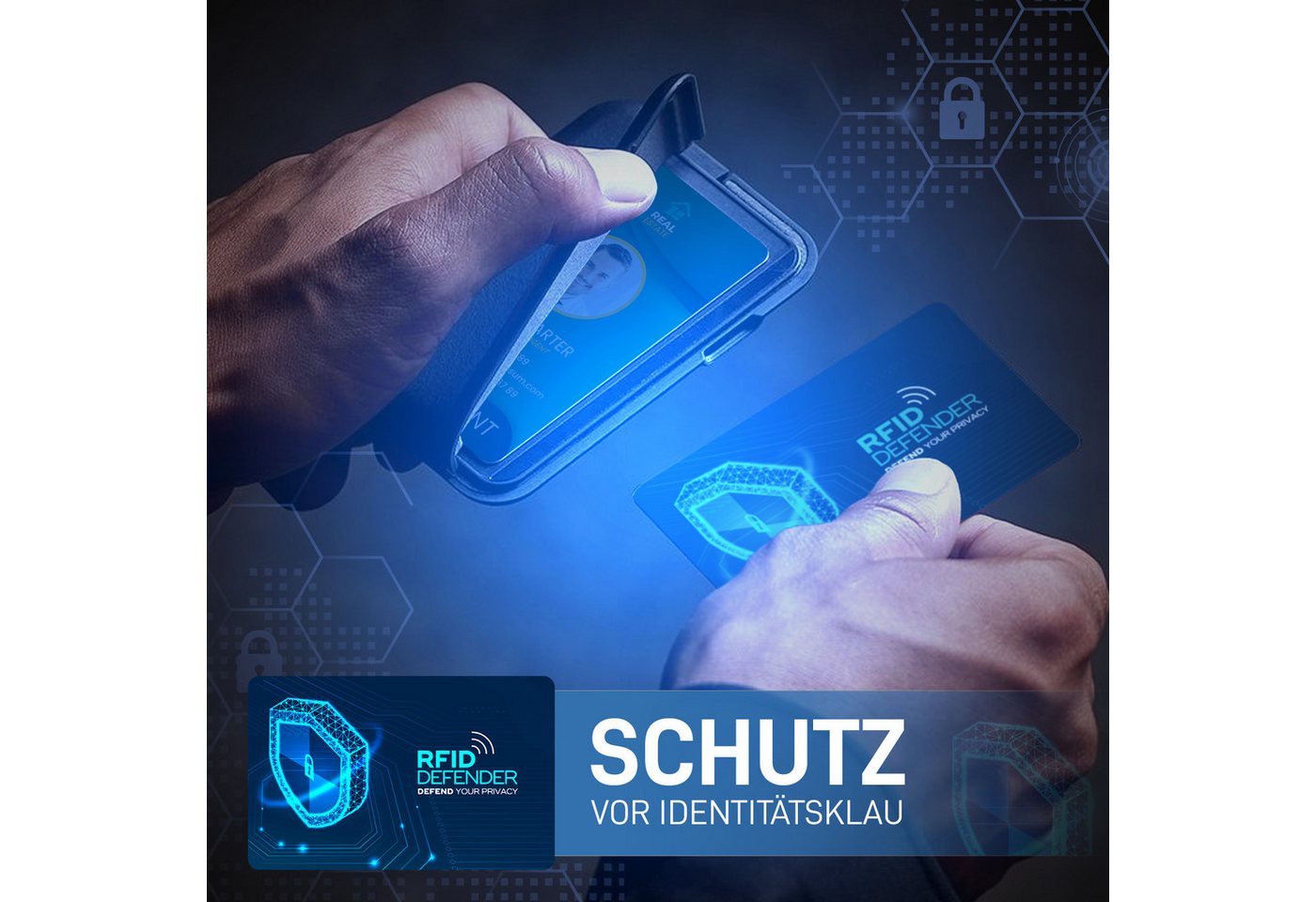 Tec-Expert Geldbörse RFID DEFENDER 2er Set NFC Scan Blocker-Karten Abschirmung Geldbörse (2-tlg., Set aus 2x RFID / NFC Block Card), RFID Blocker Karte, NFC Blo – Bild 3 von 5