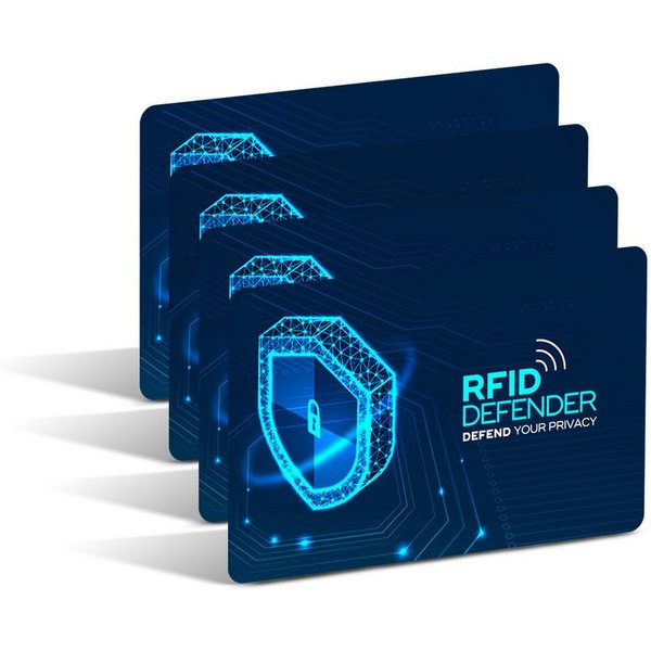 Tec-Expert Geldbörse RFID DEFENDER 4er Set NFC Scan Blocker-Karten Abschirmung Geldbörse (4-tlg., Set aus 4x RFID / NFC Block Card), RFID Blocker Karte, NFC Blo